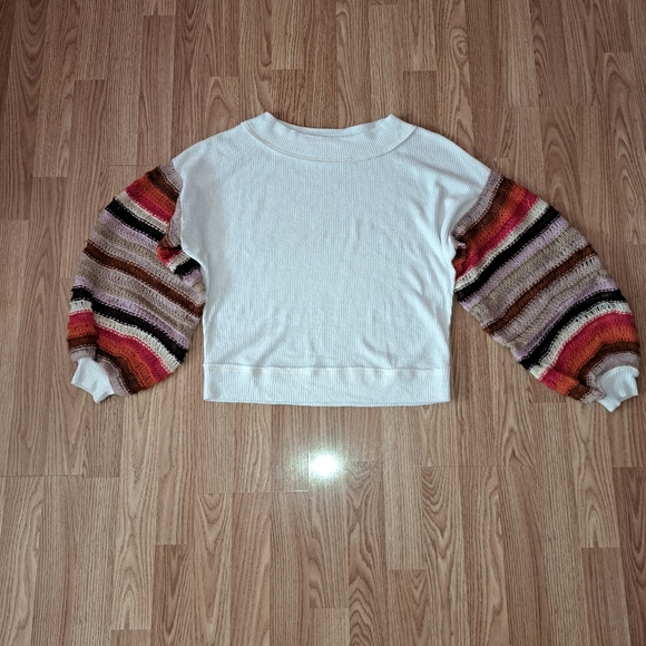 EUC We The Free Cha Cha Crochet Sweater Waffle Knit Oversized Size S Crochet - Picture 7 of 13